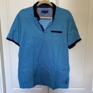 TED BAKER SHORT SLEEVE POLO SHIRT WITH SPREAD COLLAR . Size 5 .